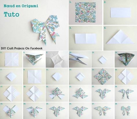 Noeud origami Butterfly From Paper, Ribbon Origami, Paper Bows Diy, Origami Ribbon, Origami Star Box, Origami For Beginners, Origami Dragon, Origami Love, Pinterest Crafts