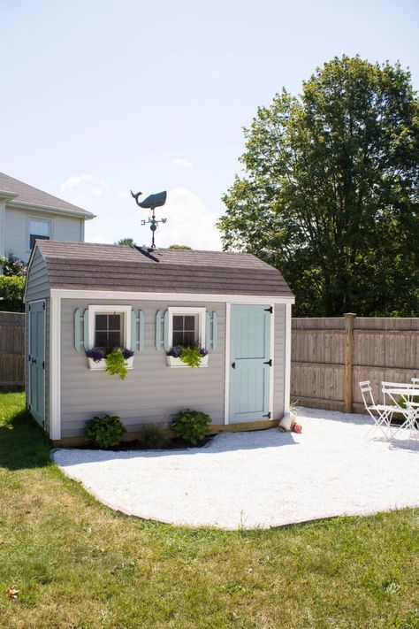 Coastal Theme Shed Shed Makeover, Pool Shed, Tuff Shed, Backyard Storage Sheds, Shed Office, Shed Decor, Craft Shed, Simple Shed, Backyard Storage