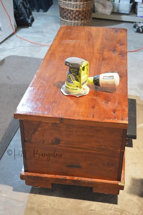 Refinishing Lane Cedar Chest, Chalk Painted Cedar Chest, Cedar Dresser Makeover, Refinishing Cedar Chest Ideas, Lane Cedar Chest Makeover Diy, Hope Chest Coffee Table, Refinishing Cedar Chest, Lane Chest Makeover, Refinish Hope Chest