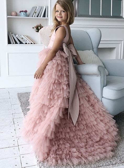 Tiered Flower Girl Dress, Daughter Of The Bride Dresses, Cute Prom Dress, Prom Dress Satin, Blush Flower Girl Dresses, Dress Quinceanera, Cheap Flower Girl Dresses, Princess Flower Girl Dresses, Princess Flower