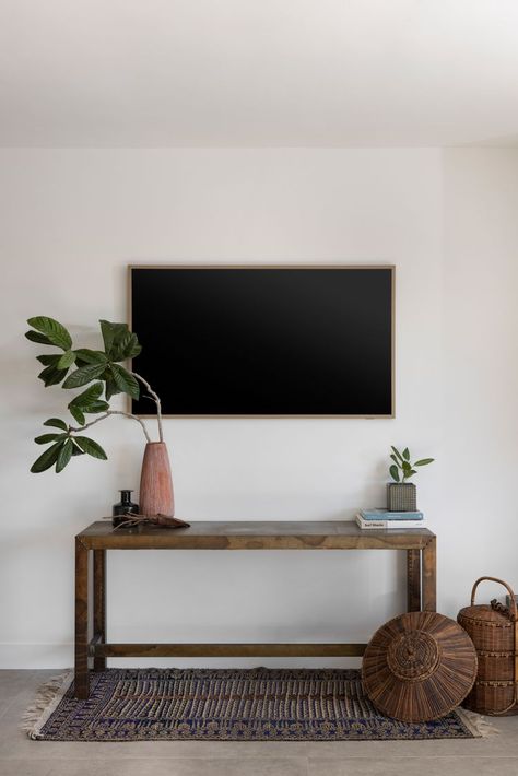 How to Style a TV Console Like a Designer Style A Tv Console, Decorate A Tv Console, Styling Tv Console, Table Under Tv, Console Table Under Tv, Under Tv Decor, How To Style A Console Table, Pure Salt Interiors, Under Tv