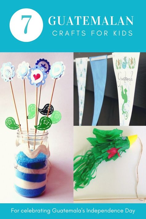 Hispanic Heritage month Guatemalan crafts for kids to celebrate Guatemalan's independence day! Guatemalan Crafts For Kids, Guatemala Crafts For Kids, Guatemala Crafts, America Crafts, Multicultural Night, Hispanic Heritage Month Crafts, Kindergarten Center, Teaching Culture, Guatemalan Art