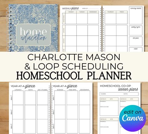 The homeschool planner pages (84 total!) are simple and clean and printer-friendly-- no extra designs making things look too busy or wasting printer ink. ALL TEXT IS FULLY EDITABLE! Charlotte Mason Planner, Printable Homeschool Planner, Study Planning, Homeschool Portfolio, Planer Cover, Family Unit, Homeschool Teacher, Preschool Colors, Unit Studies