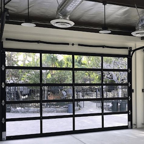 16 X 7 Full View Plexiglass Glass Aluminum Garage Door with Passing Door from China manufacturer - Master Well Doors Aluminium Garage Doors, Urban Industrial Decor, Glass Garage, Aluminum Garage, Garage Door Panels, Garage Door Types, Glass Garage Door, Garage Door Installation, Industrial Bedroom