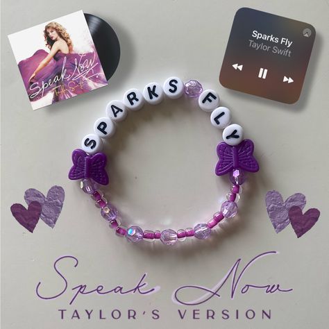 Taylor Swift Beaded Bracelet, Sparks Fly Taylor Swift, Eras Bracelet, Eras Bracelets, Swift Bracelet, Swift Bracelets, Taylor Swift Song, Cute Friendship Bracelets, Preppy Bracelets