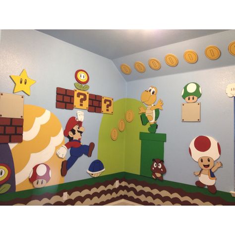 Mario Brothers playroom Mario Bros Room, Super Mario Room, Mario Room, Super Mario Bros Birthday Party, Mario Y Luigi, Mario E Luigi, Super Mario Bros Party, Mario Bros Birthday, Mario Bros Party