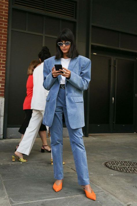 Denim Street Style, Looks Street Style, Street Style Inspiration, Blazer Outfits, 가을 패션, Fashion Week Street Style, Inspiration Mode, Looks Style, Mode Inspiration