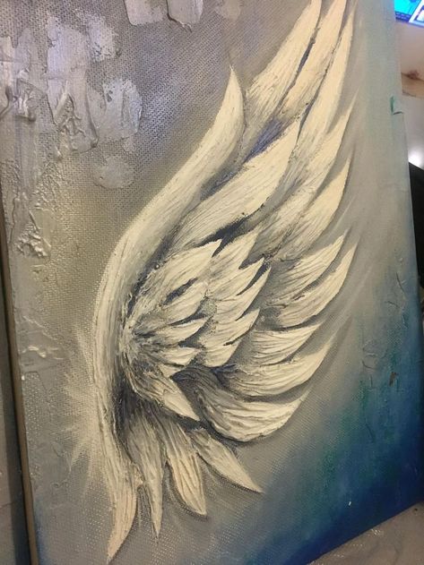 Angel Wings Painting, Sculpture Art Projects, Angel Wings Wall Decor, Angel Wings Art, Angel Wings Wall, Abstract Painting Techniques, Wings Art, Modern Oil Painting, Blossoms Art