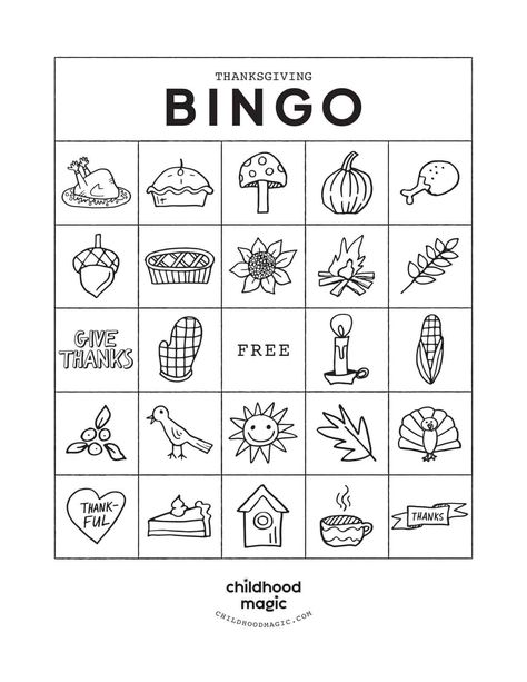 Thanksgiving Bingo - Childhood Magic Thanksgiving Bingo Printable Free, Thanksgiving Bingo For Kids, Thanksgiving Bingo Free, Bingo Printable Free, Printable Bingo Cards, Thanksgiving Word Search, Free Printable Thanksgiving, Thanksgiving Bingo, Thanksgiving Worksheets