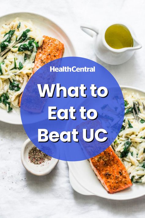 70% of people suffering from ulcerative colitis have tried elimination diets in an attempt to figure out how to ease the discomfort during flares. In fact, research suggests that the removal of certain foods from your daily repertoire, combined with the addition of beneficial ones, can play a big role in helping combat symptoms. Here’s what to eat to stay one step ahead of this painful disease. Ulcerative Diet Meals, Uc Diet, Ibd Diet, Ulcer Diet, Healthy Gut Diet, Gut Diet, Curcumin Benefits, Healthy Stomach, Mediterranean Diet Recipes Dinners