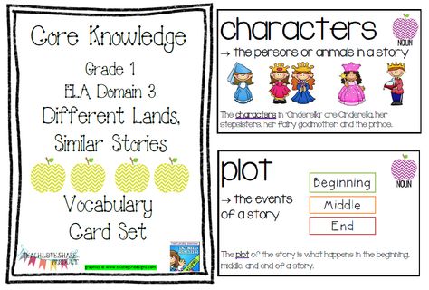 Core Knowledge (CKLA) Grade 1 Domain 3 Different Lands Similar Stories Vocabulary Card Set Ckla First Grade, 2023 Classroom, Core Knowledge, Sims Stories, Common Core Kindergarten, 2nd Grade Ela, School Tool, Study Methods, First Grade Reading