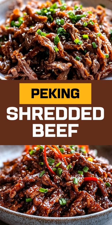 Craving a delicious and authentic Chinese dish? 🥢 Try this savory Peking Shredded Beef recipe! Perfectly seasoned and stir-fried to perfection, this beef dish offers a crispy, tangy, and slightly sweet flavor that will delight your taste buds 🍜. Whether it's a weeknight dinner or a special gathering, this dish is sure to impress. 🍽️ Save this Pin and cook up a restaurant-quality meal at home! #ChineseCuisine #PekingBeef #BeefRecipes #AsianFood #StirFryRecipes #DinnerIdeas Korean Shredded Beef, Peking Beef Recipe, Asian Shredded Beef, Crispy Shredded Beef, Crispy Asian Beef, Spicy Shredded Beef, Peking Shredded Beef, Spicy Korean Beef, Shredded Beef Recipes