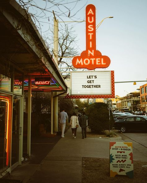 Austin Motel - Austin, Texas #everything_signage #signmongers #signcollective #gas_food_lodging #signgeeks #rous_roadsigns #signofgrime #ig_signage #signhunters #rsa_streetview #ipulledoverforthis #vintage_signage #country_features #mybest_shot #rustlord_unity #wow_america #allterrains_transpo #icu_usa #trb_rural #signsunited #historicpreservation #signlovers #vintagesigns #roadsideamerica #accidentallywesanderson Vintage Austin Texas, Texas 1970s, Aspiration Board, Austin Motel, Hotel Motel, Retro Sign, Austin Tx, Historic Preservation, Image House