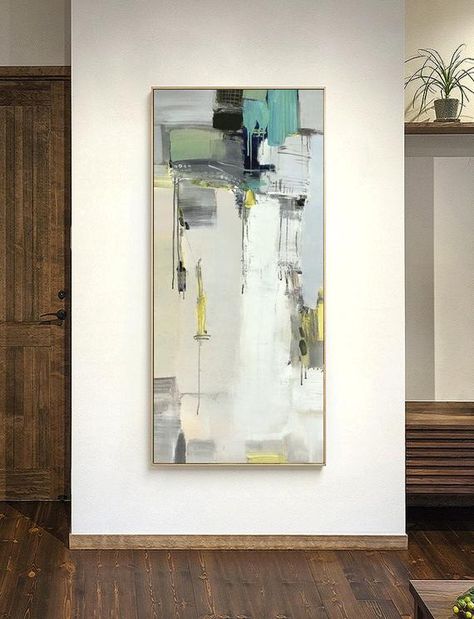 Vertical Abstract Painting, Vertical Artwork, Abstract Wall Art Living Room, Minimalist Abstract Art, House Work, Hallway Designs, Art Study, Abstract Art Inspiration, Large Abstract Painting