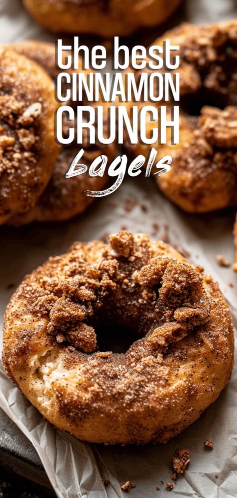 Cinnamon Crunch Bagels [2.5 Hours] – Chasety Cinnamon Crunch Bagel Recipe, Cinnamon Crunch Bagel, Cinnamon Bagels, Cinnamon Crunch, Yeast Breads, Homemade Bagels, Bagel Shop, Bagel Recipe, Cinnamon Toast