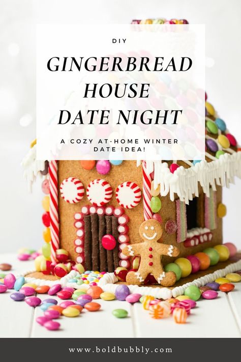 gingerbread house date night House Date Night Ideas, Gingerbread House Date, Building Gingerbread Houses, Date Night Ideas Winter, Winter Building, Date Night Ideas At Home Romantic, Diy Gingerbread House, Winter Romantic, At Home Date Night Ideas