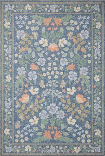 Indigo Rug, Room 2023, Cottage Gardens, Area Rug Design, Loloi Rugs, 수채화 그림, Rug Direct, Floral Area Rugs, Play Room