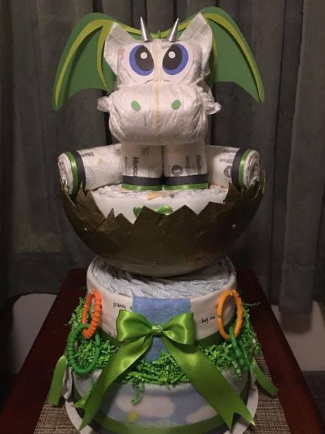 Cake Dragon, Rain Baby Showers, Rain Baby, Diy Diaper Cake, Towel Cakes, Cake Diy, Nappy Cakes, Jelly Beans, Diaper Cake