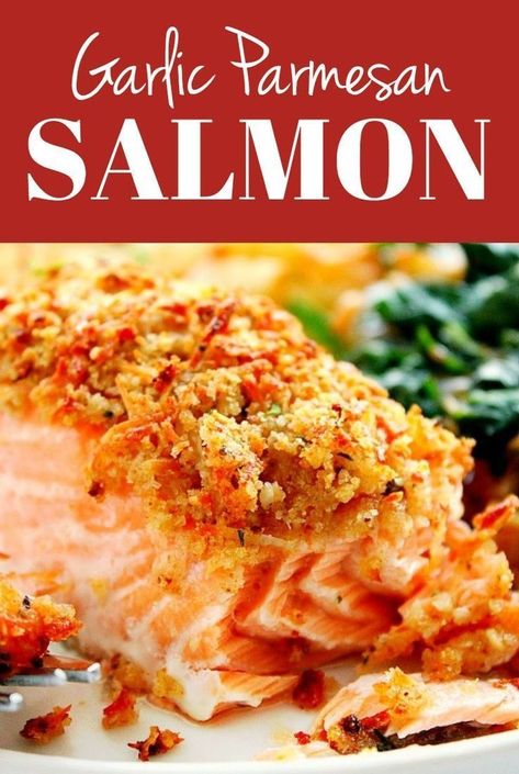 Health Dinner Salmon, Parmasean Crusted Salmon Recipes, Salmon Recipes Parmesan Crusted, Salmon Dinner Ideas Meals Oven Baked, Salmon Recipes Baked Oven, Salmon Recipes Oven, Crunchy Garlic, Crusted Salmon Recipes, Parmesan Crusted Salmon