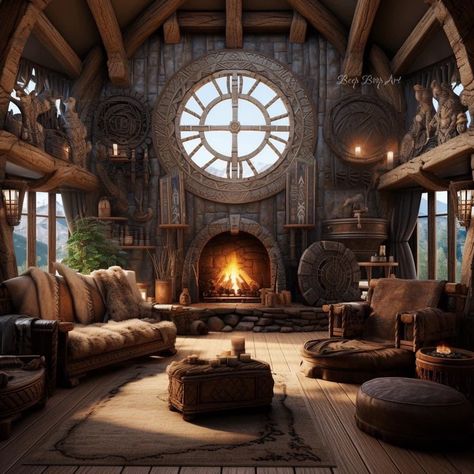 Viking Inspired Home, Fantasy House Interior, Tiny Home Cost, Fantasy Buildings, Dream Cabin, Cabin Inspiration, Cool Tree Houses, Fairy House Diy, Fantasy Rooms