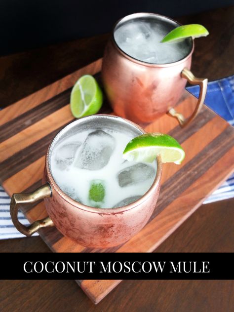 A coconut moscow mule turns this delicious classic cocktail into the perfect summer cocktail with a Thai twist. Using vodka, limes, ginger beer, and creme de coco for a cool and tasty treat.// www.ElleTalk.com Cocktail Moscow Mule, Thai Flavors, Coconut Vodka, Moscow Mules, Moscow Mule Recipe, Vodka Lime, Bartender Drinks, Mule Recipe, Summer Cocktail Party