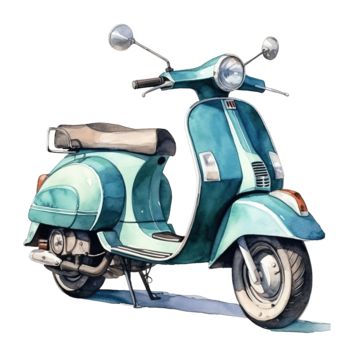 Vespa Watercolor Painting, Blue Vespa, Scooter Drawing, Simson Moped, Motorcycle Clipart, Vespa Motorcycle, Ford Mustang 1969, Vespa Retro, Humans Of New York