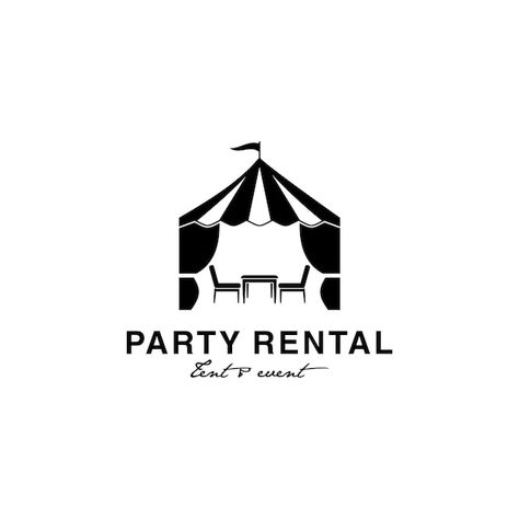 Party Rental Logo Ideas, Party Rental Business Ideas Logo, Party Rental Logo Design, Event Rental Logo, Party Rental Logo, Event Decor Logo, Tent Logo Design, Freelance Branding, Tent Logo