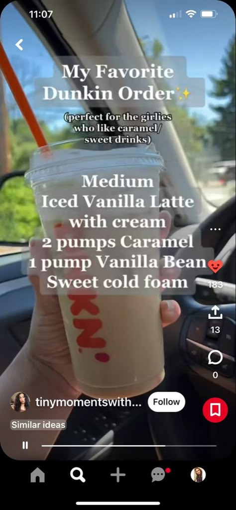 Dunkin Donuts Drinks, Dunkin Donuts Iced Coffee Recipe, Best Dunkin Donuts Drinks, Dunkin Donuts Iced Coffee Orders, Dunkin Donuts Coffee Drinks, Dunkin Drinks, Vanilla Drinks, Dunkin Iced Coffee, Caramel Drinks