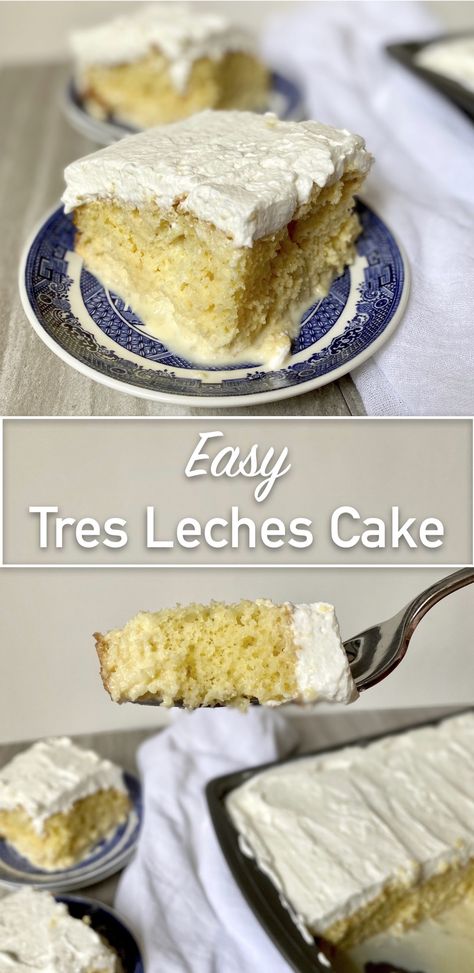 Easy Tres Leches Cake is a simple and delicious crowd-pleaser! #cake #desserts Easy Tres Leches Cake Recipe, Easy Tres Leches Cake, Easy Tres Leches, Mexican Cake, Tres Leches Cake Recipe, Leches Cake, Vegetarian Cake, Tres Leches Cake, Milk Cake