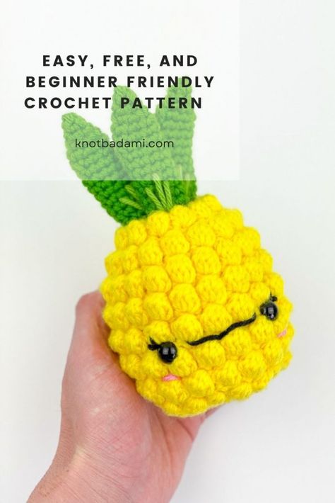 Cute Crochet Designs, Free Crochet Fruit Patterns, Crochet Strawberry Amigurumi, Summer Crochet Patterns Free Amigurumi, Yellow Yarn Crochet Projects, Crochet Fruit Amigurumi, Amurigami Free Pattern, Free Fruit Crochet Pattern, Fruit Crochet Pattern Free