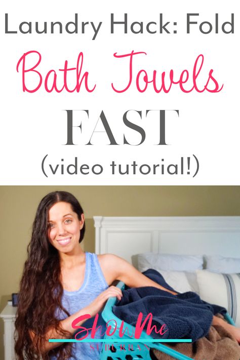 This easy, step by step video tutorial for how to fold bath towels fast helped me get my linen closet looking tidy. This simple folding hack helped me save time and frustration on laundry day. She also has some helpful tips and ideas for how to fold towels. #laundry #laundryhacks #towelfolding Folding Towels Save Space, Fold Bath Towels, How To Fold Bath Towels, Folding Bath Towels, Towel Folding Ideas, Fold Towels, How To Organize Your Closet, Folding Towels, Cleaning Supplies Organization