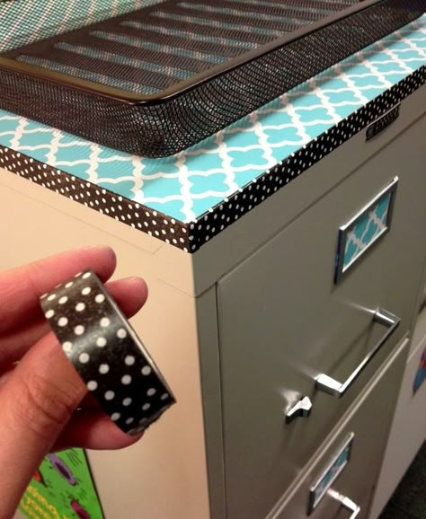 Contact paper and Washi tape for the edges.  36 Clever DIY Ways To Decorate Your Classroom Cubicle Decor, School Nurse, Organization Decor, Teacher Organization, New Classroom, Classroom Design, Classroom Setting, Classroom Setup, Contact Paper