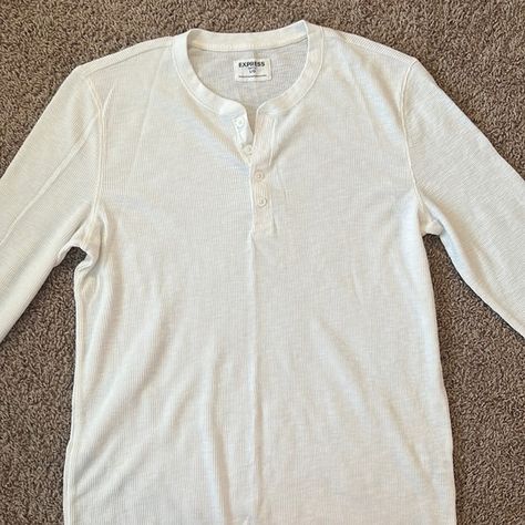 Express Mens -(large) Long sleeve white waffle shirt Waffle Shirt, Baggy Fits, White Long Sleeve, Christmas List, White Tshirt, Farmer, Waffles, Long Sleeve Tshirt, Long Sleeves