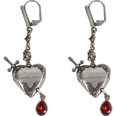 Alexander McQueen Metal Heart earrings ($456) ❤ liked on Polyvore featuring jewelry, earrings, silver, metal jewelry, heart shaped earrings, earring jewelry, metal jewellery and heart jewellery Mcqueen Jewelry, Jewelry Goth, Heart Jewellery, Dagger Earrings, Engraved Earrings, Earrings Gothic, Goth Earrings, Metal Jewellery, Jewelry Gothic