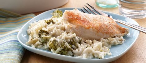 Baked Chicken, Broccoli & Rice Broccoli Rice Recipe, Campbell's Recipes, Campbells Recipes, Baked Pork Chops Oven, Chicken Broccoli Alfredo, Chicken Broccoli Rice, Dinner Favorites, Campbell Soup Company, Cream Of Broccoli Soup