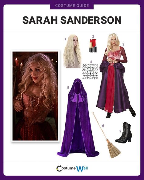 Sarah Sanderson Costume Sarah Sanderson Hocus Pocus, Costume Blonde, Sarah Sanderson Costume, Soft Broom, Blonde Curly Wig, Got Costumes, Sarah Sanderson, Corset Style Dresses, Costume Guide