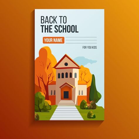 Vector a book cover for a school with a ... | Premium Vector #Freepik #vector #education-landing-page #back-school-illustration #elementary #back-school-flyer Book Cover Design For School, Exercise Book Cover Design, School Magazine Cover, Exercise Book Cover, Magazine Cover Page, School Book Covers, Milk Brands, School Flyer, School Illustration