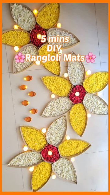 Meenakshi Singh - HOME DECOR | DIY on Instagram: "Sharing this quick & an easy idea for this diwali ✨️ 
These cardboard Rangoli flower designs are a big-time savior, and you can create a neat and mess free flower Rangoli in no time.
Do share and try this idea with your family & friends!!
Hope you all like it!🫰

Rangoli designs,  diy, diy Rangoli designs, flower Rangoli, Diwali decoration, Quick DIY's, 5 minute craft,  diy idea, diwali 2024, festive decor, diy projects, craft, flower Rangoli designs 

#rangolidesigns #reelsinstagram #diyprojects #diy #diyrangoli #diwalirangoli #flowerrangoli #diydecor #festivedecorations" Cardboard Rangoli, Diwali Rangoli Ideas, Diy Rangoli, Rangoli Flower, Flower Rangoli Designs, Diwali 2024, Rangoli Diwali, Rangoli Ideas, Diwali Party