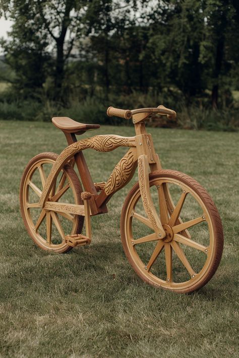 Check out this stunning wooden bicycle, a true work of art with intricate carvings! What are your thoughts on using wood for functional pieces? 
Share in the comments!
.
#woodworking #wood #handmade #woodworker #woodwork #diy #design #interiordesign #woodart #art #homedecor #furniture Wooden Bicycle, Woodwork Diy, Wooden Bike, Woodworking Wood, Wooden Furniture, Diy Design, Wood Art, Bicycle, Woodworking