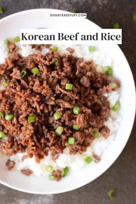 Easy Korean Beef Recipe, Korean Beef And Rice, Korean Beef Recipes, Healthy Rice Recipes, Yummy Bites, Crispy Beef, Todays Menu, Six Sisters, Rice Dinner