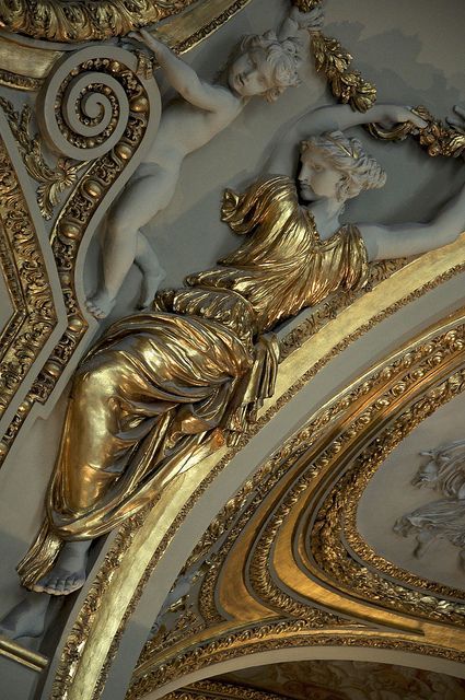 FRANCE...... Paris - Ceiling detail in the Louvre Museum, The Louvre is the most fantastic museum I've been through and really would love to experience it again! Gilded Ceiling, The Louvre Museum, Famous Castles, Ceiling Detail, Louvre Paris, The Louvre, Louvre Museum, The Ceiling, Beautiful Architecture