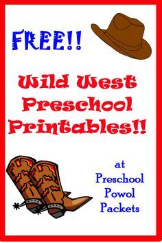 FREE Wild West preschool printables #poppinsbooknook  #storybookactivities  #onlinebookclubforkids Cowboy Week Preschool, Cowboy Boot Crafts Preschool, Preschool Western Theme, Wild West Preschool, Wild West Activities, Rodeo Crafts, Wild West Crafts, Printables Preschool, Summer Preschool Crafts