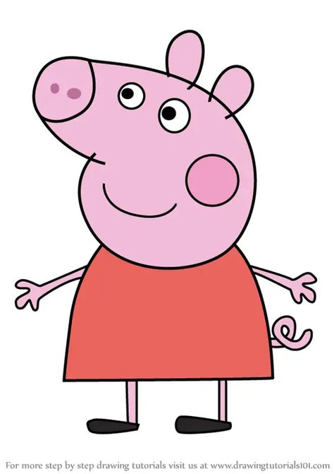 Learn How to Draw Peppa Pig from Peppa Pig (Peppa Pig) Step by Step : Drawing Tutorials Peppa Pig Family Drawing, Peppa Pig Drawing, Peppa Pig Cartoon, Peppa Pig Family, Pig Drawing, Toddler Arts And Crafts, Family Drawing, Peppa Pig Birthday, Learn Drawing