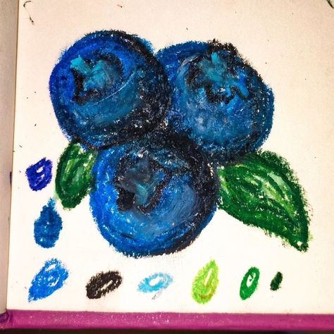 Oil Pastel Blueberry, Simple Pastel Painting, Oil Pastel Art Aesthetic Easy, Oil Pastel Art Drawings, Small Oil Pastel Drawings, Simple Oil Pastel Drawings, Simple Crayon Drawings, Crayon Art Easy, Oil Pastel Inspiration