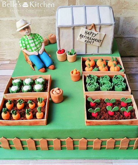 Birthday Cake 27, Allotment Cake, Vegetable Garden Cake, Garden Theme Cake, Gardening Cake, Garden Birthday Cake, Garden Cupcakes, 70th Birthday Cake, Garden Cake