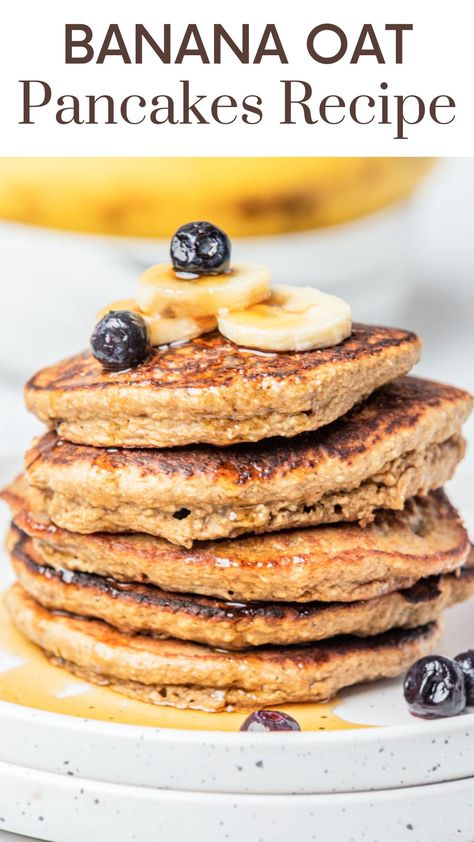 Oat Pancake Recipe, Work Breakfast, Delicious Healthy Breakfast Recipes, Banana Oat Pancakes, Oat Pancakes, Oats Breakfast, Banana Oats, Honey Oatmeal, Pancakes Healthy