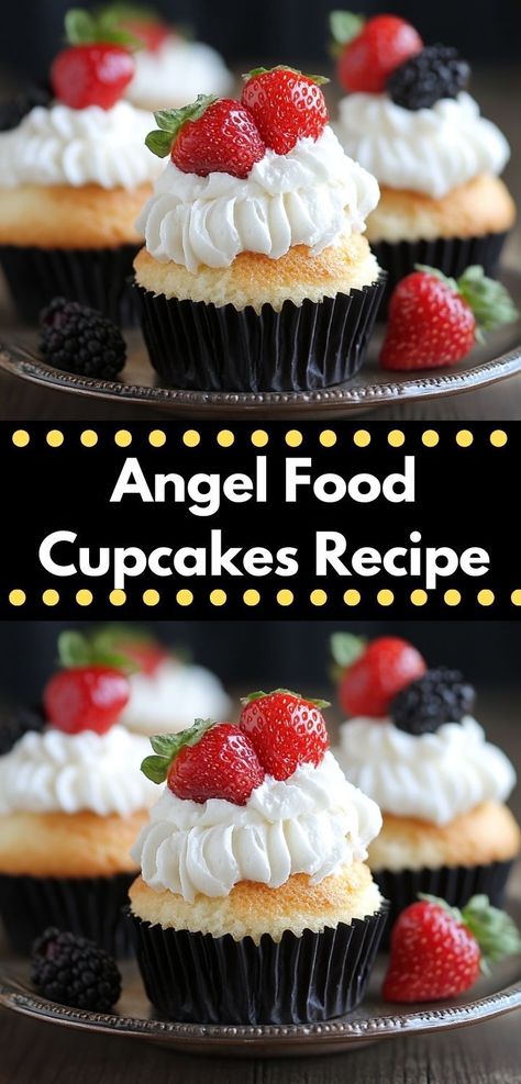 Searching for a family-friendly dessert? This Angel Food Cupcakes Recipe is not only quick to whip up but also customizable with your favorite toppings, making it a fun activity for kids and adults together. Angel Food Cupcakes From Mix Boxes, Angel Food Cupcakes, Low Fat Desserts, Food Cupcakes, Fun Activity For Kids, Coffee Cake Muffins, Cake Muffins, Filled Cupcakes, Cupcakes Recipe