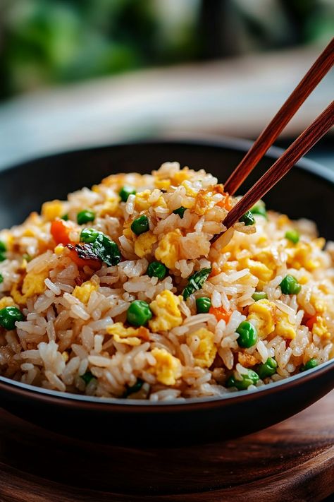 Easy Egg Fried Rice Egg Fried Rice Recipe Chinese Food, Old Rice Recipes, How To Make Fried Rice, Jasmine Fried Rice, Fried Rice With Brown Rice, Retro Meals, 15 Minute Meals Healthy, Interesting Food Recipes Easy Dinners, Rice For Breakfast