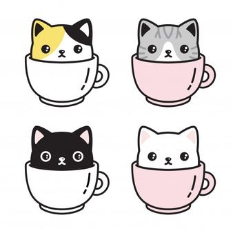 Chat chaton tasse de café dessin animé | Vecteur Premium Cup Cartoon, Chat Kawaii, Children Sketch, Cat Drawings, Doodle Tattoo, Cute Cat Drawing, Cat Doodle, Doodle Art Drawing, Easy Doodle Art