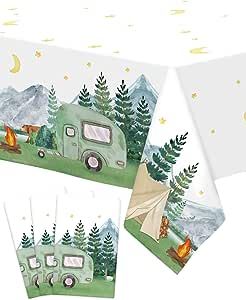 Happy Camper Backdrop, One Happy Camper Party, Camping Favors, Plastic Table Runner, Happy Camper Party, One Happy Camper First Birthday, Happy Camper Birthday Party, One Happy Camper, Fest Temaer